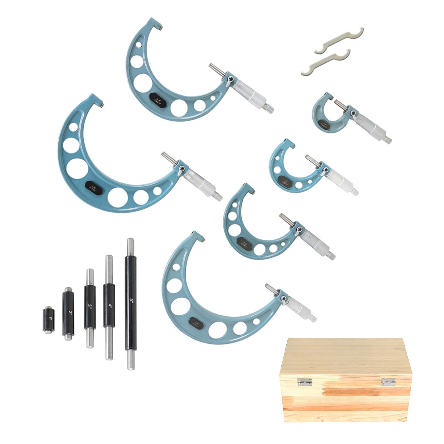 WFLNHB 6 Pcs 0-6" Outside Micrometer 0.0001" Carbide Standards Micrometers for Accuracy Measurement Work