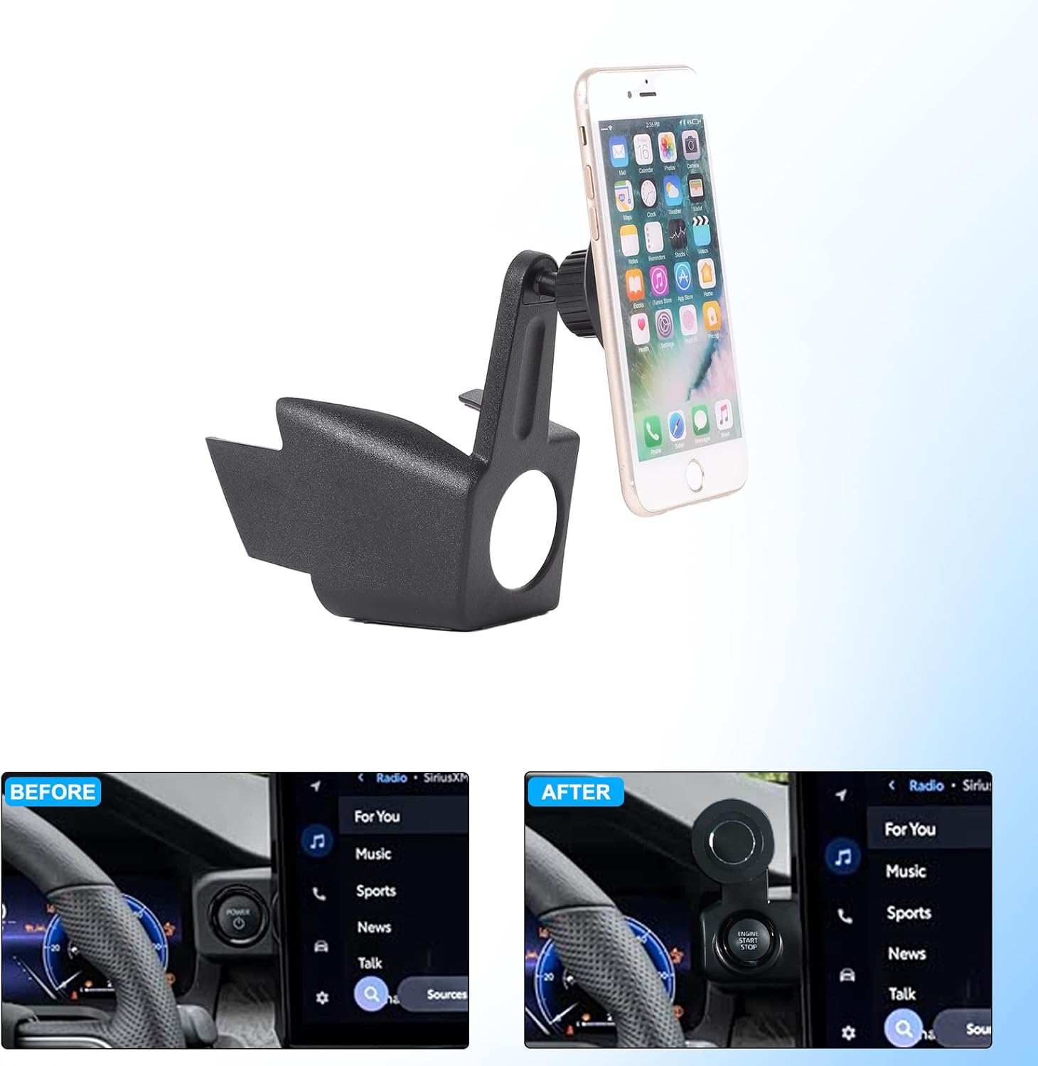 TOYCIDFG Magnetic Phone Holder Rotatable Compatible with Toyota Tacoma 2024 2025 2026, Dashboard Start Button Attached Car Phone Mounted Accessories (14-inch Screen)