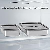 Vista 4 de Recipiente de tocino para refrigerador, 1000ML/2000ML/800ML/400ML Crisper Box 304 Recipientes herméticos de almacenamiento de carne con tapas