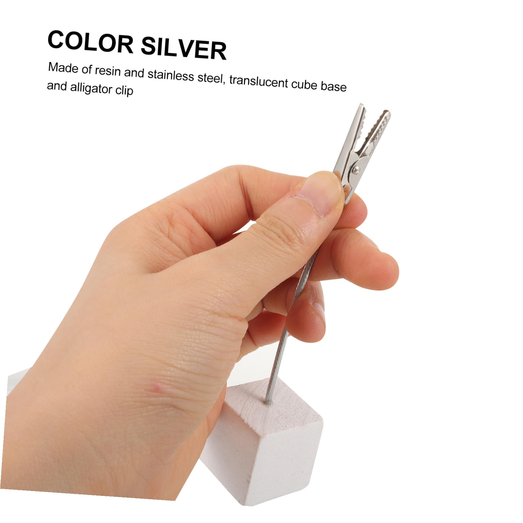 Memo Holder a Cubo 10 Pezzi in Legno Argento per Desktop