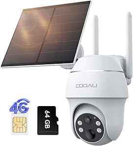 COOAU 4G LTE Camera Surveillance Extérieure sans fil - 2K 3MP Caméra Solaire sans Wi-Fi avec carte SIM | 360° PTZ | Audio bidirectionnel | Vision nocturne couleur | IP66 | Stockage local 64 Go & cloud asin的图片