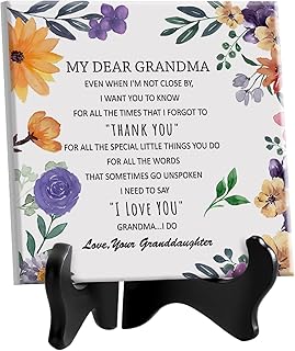 Grandma Desk Decoration Gifts from Granddaughter, Birthday Christmas Thanksgiving Mother’s Day Decorative Signs Plaques Gi...