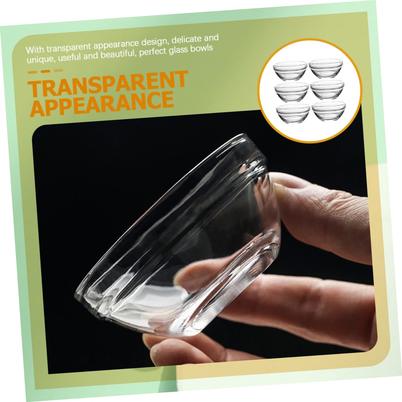 UPKOCH 6stücke Stapelbare Glas-servierschalen Runde Durchsichtige Glasschalen für Desserts Salate Obst und Mehr Langlebig und Sicher für Zuhause und Gastronomie