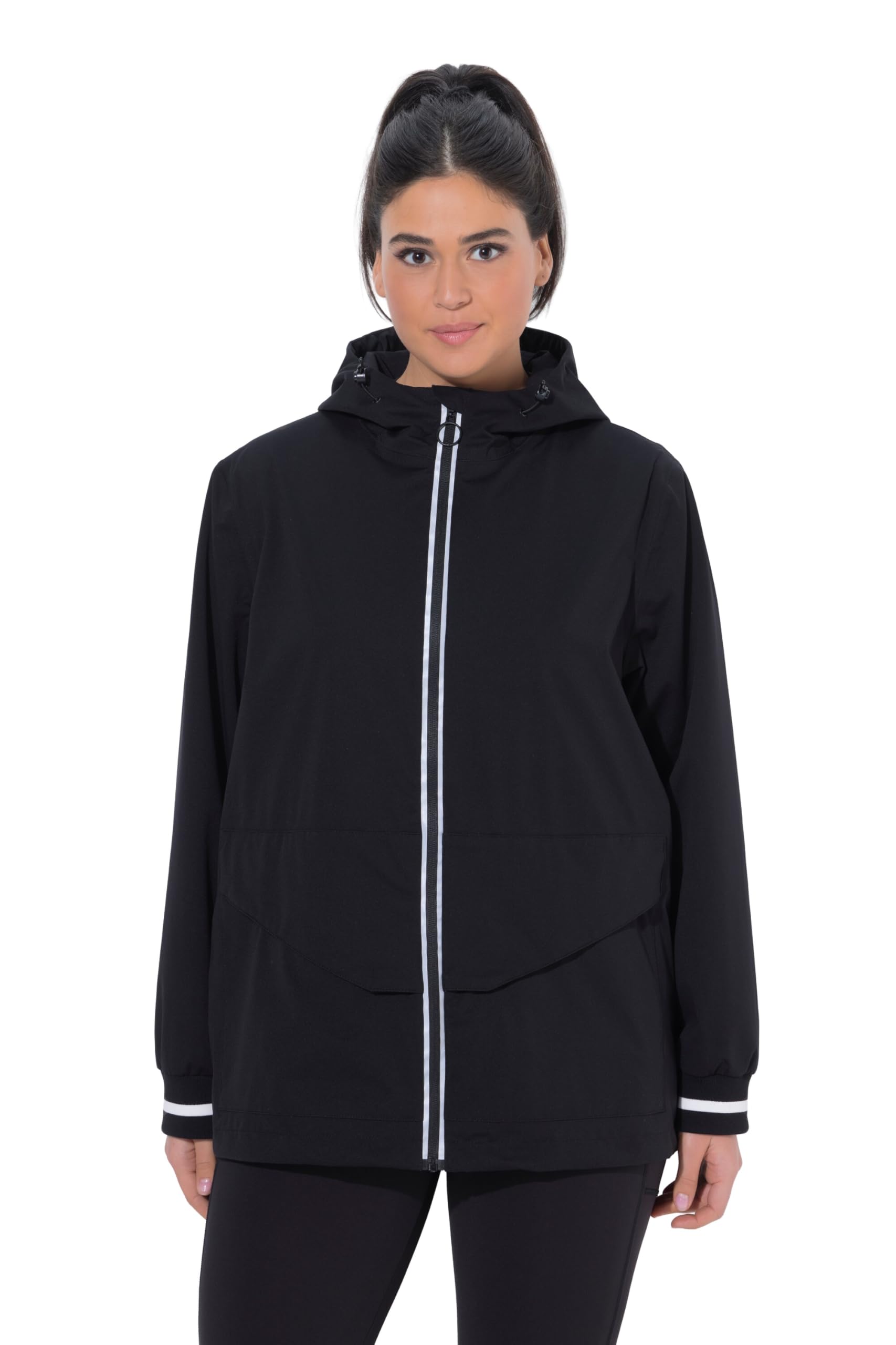 Ulla Popken Damen große Größen Übergrößen Plus Size Funktionsjacke, wasserdicht, Reflektordruck, Kapuze 847916
