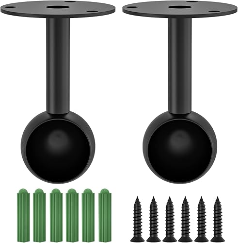 Aopin Soportes para barra de armario con acabado negro mate de 0.75 pulgadas, soportes de montaje en techo, soportes de extremo de barra de cortina,
