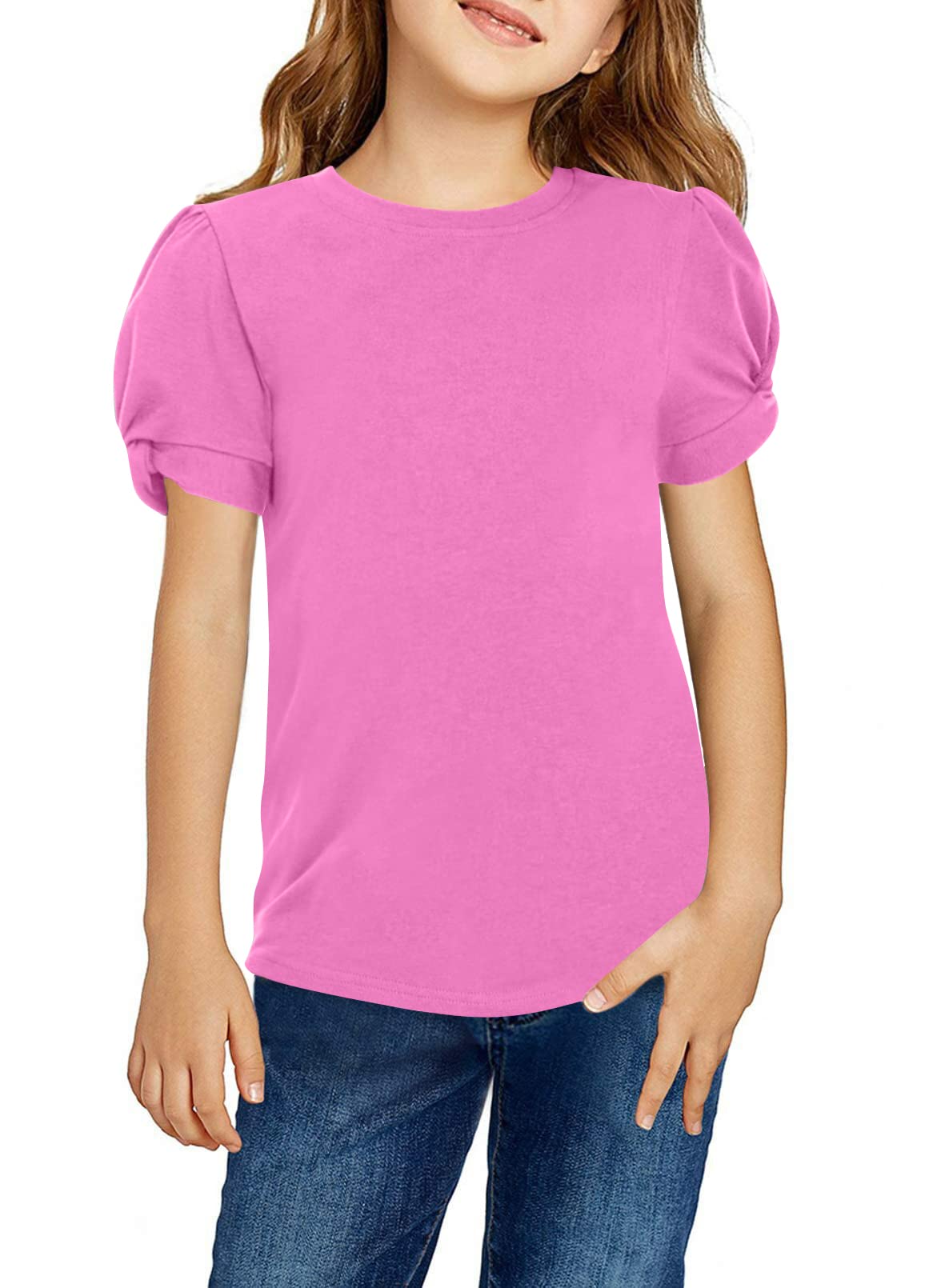 Arshiner Girls T Shirts Twist Short Sleeve Summer Shirts Fashion Crewneck Tops Tee Blouse