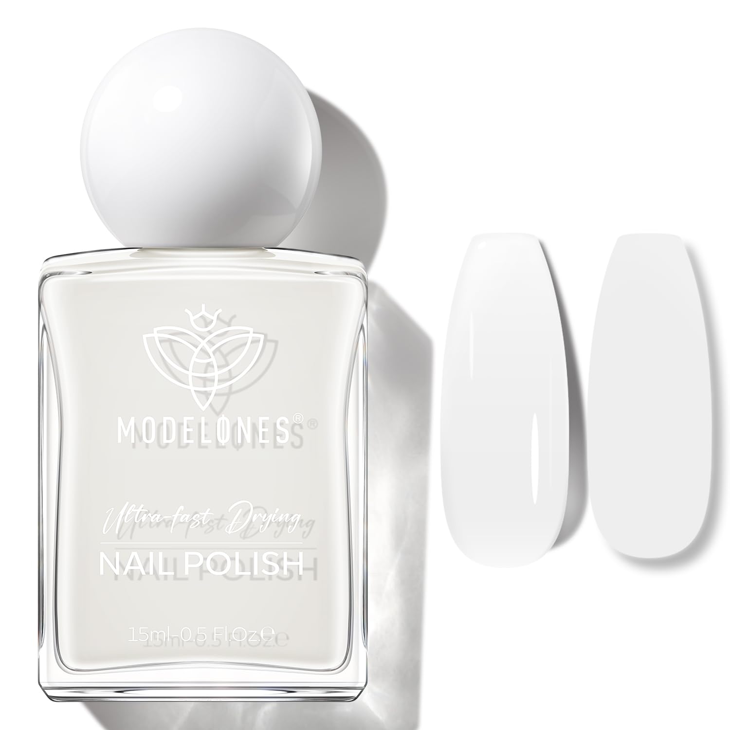 modelones White Nail Polish, 15 ml Jelly Milky White Nail Polish, Sheer Clear Nail Polish Quick Dry Nail Lacquer Strengthener Long Last Nail Art DIY Manicure Gift for Women Girls 0.5 Fl Oz