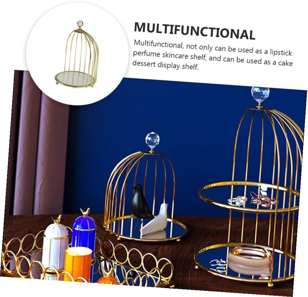 Fancy Bird Cage Jewelry Storage Rack Elegant Iron Art Waterproof Sturdy Multi-function Storage Case for Desktop Display