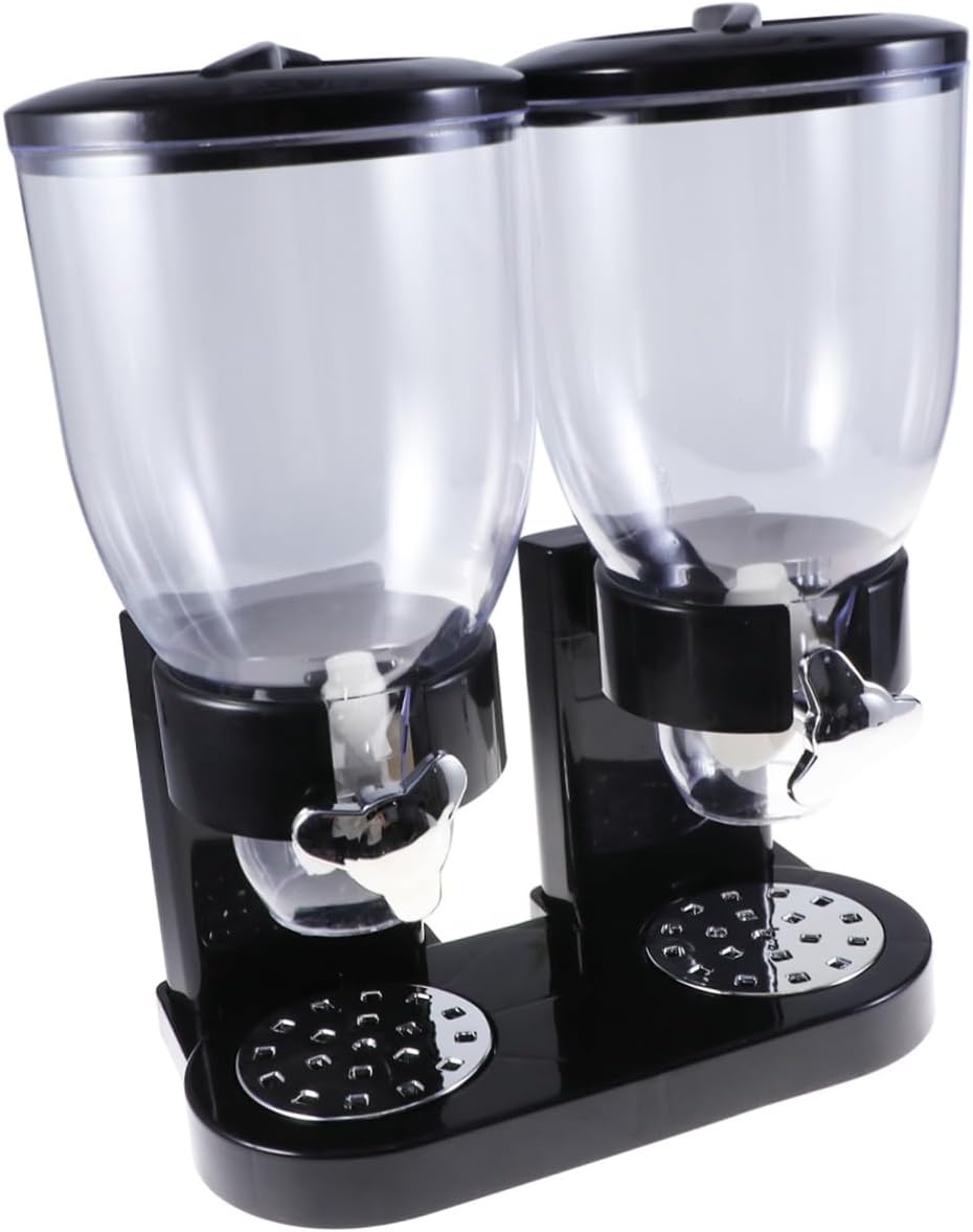 PRETYZOOM Double Cereal Dispenser Dry Food Jar Container Overnight Oats Container Kitchen Canister Storage