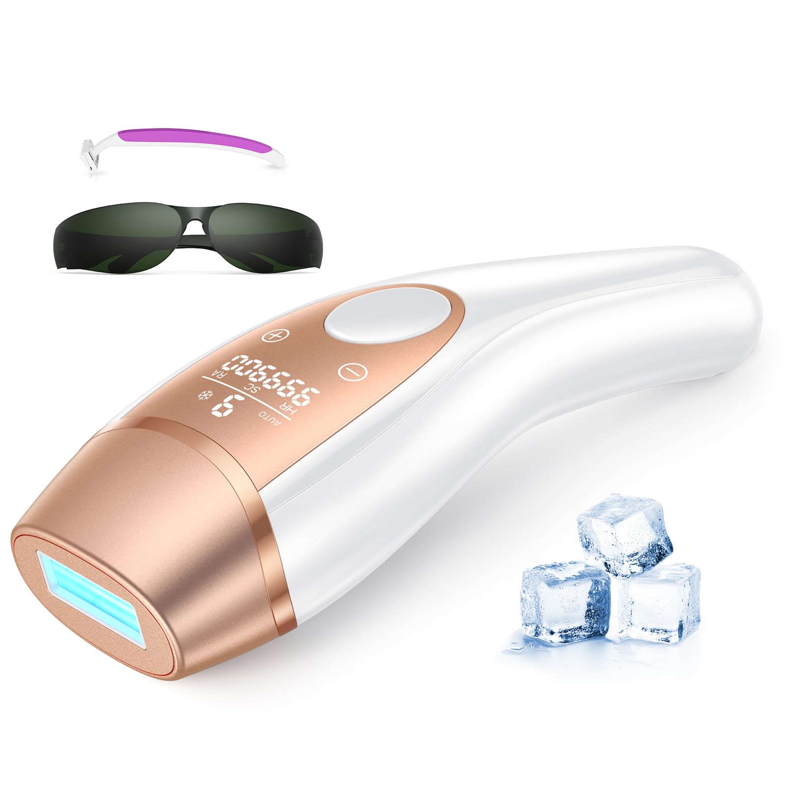 Depilación láser para mujeres y hombres – Dispositivo de depilación láser  IPL con enfriamiento de hielo sin dolor a 41.0 °F, removedor permanente de vello 3 en 1 para cara, cuerpo