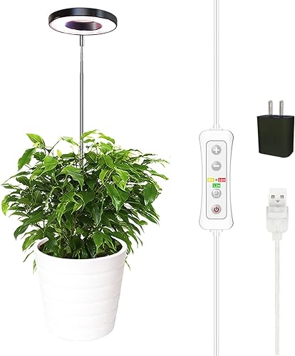yadoker Luz de cultivo de plantas, luz LED de espectro completo para plantas de interior, altura ajustable, temporizador automático, bajo voltaje