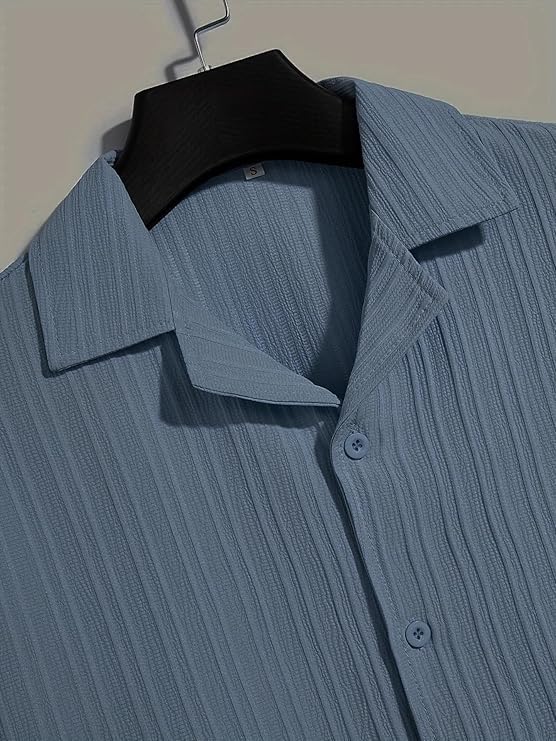 Image of Men's Textured Short Sleeve Button Down Shirt, Collared Pack of 2