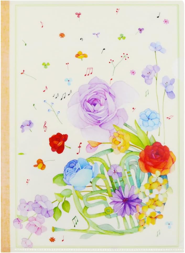Frontia A4 Size 8.27" x 11.69" Clear Plastic Folder Flower Design Cute Froral Japan Import
