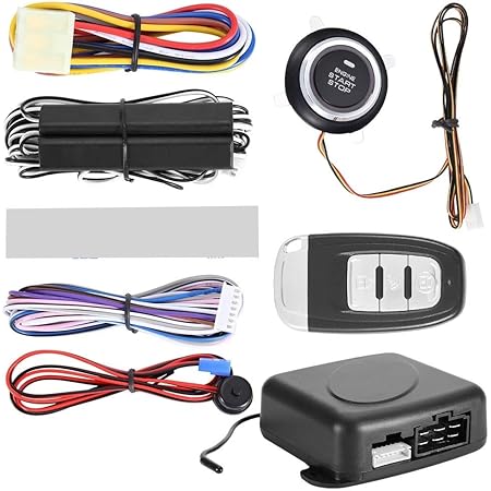 Amazon キーレスエントリーシステム ワンウェイリモートスタートプッシュボタンキーレスエントリーシステムキット12v車の警報システムエンジン リモートドアロック カーアラーム 車 バイク