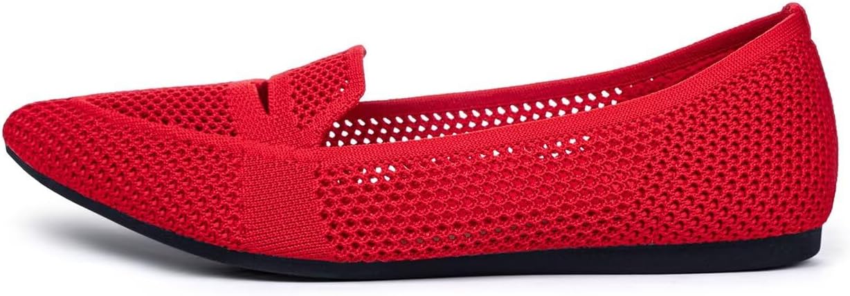 Women's Pointed Toe Penny Loafers | Dressy Ballet Flats for Women | Knit Mesh Slip-on Loafer Shoes | Comfortable & Lightweight