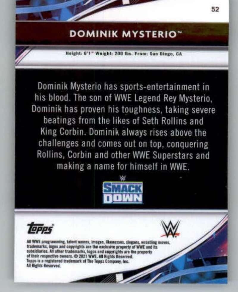 Miniatura 2 de 2021 Topps Finest WWE #52 Dominik Mysterio Wrestling Trading Card