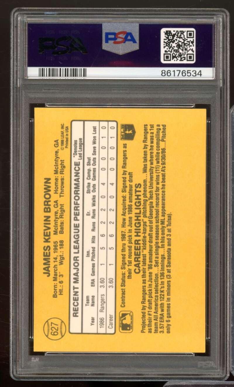 Amazon.com: Kevin Brown Rookie Card 1987 Donruss #627 PSA 9