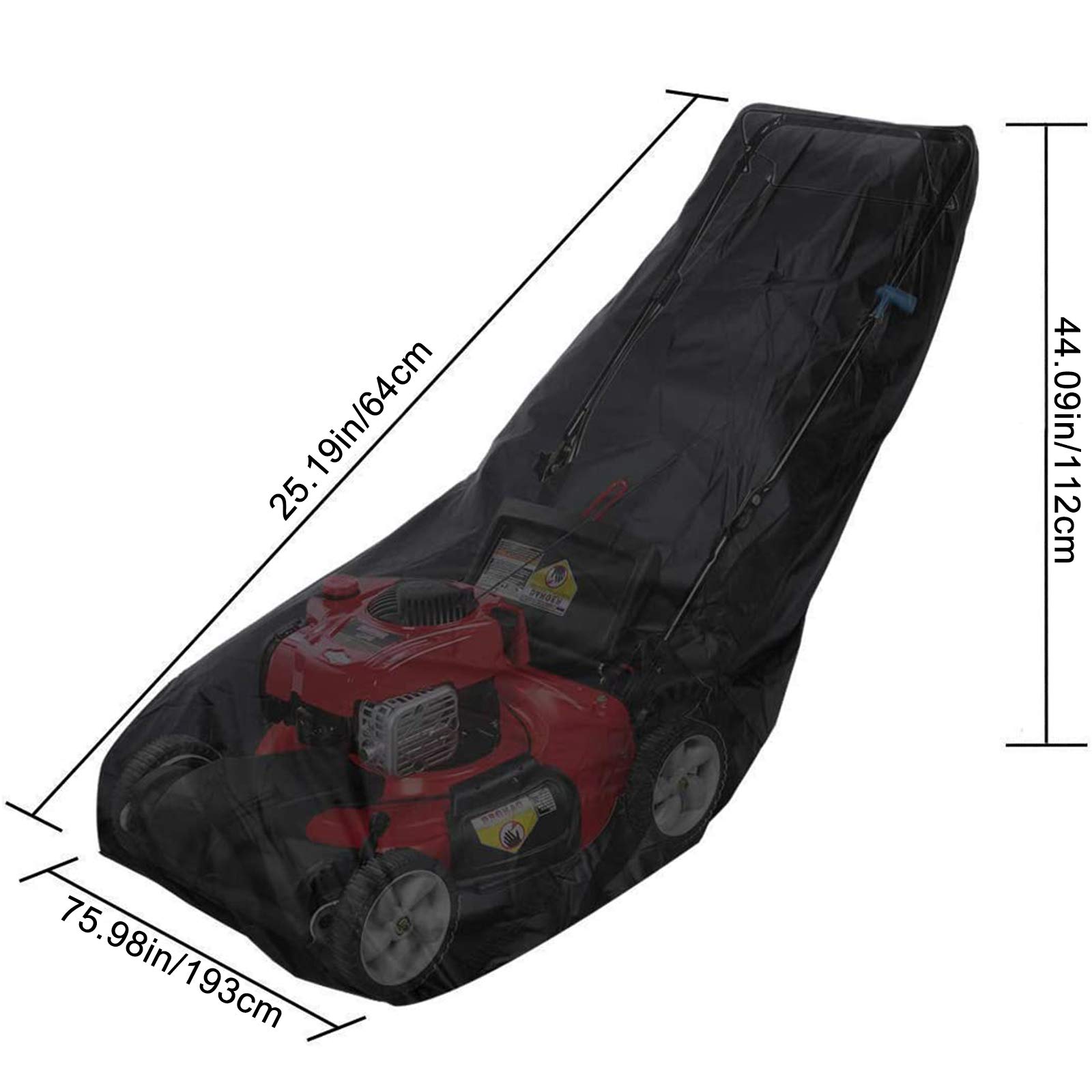 Housse de protection pour tondeuse à gazon 193 x 64 x 112 cm - 210D Oxford - Imperméable, anti-UV, anti-poussière et résistant aux intempéries