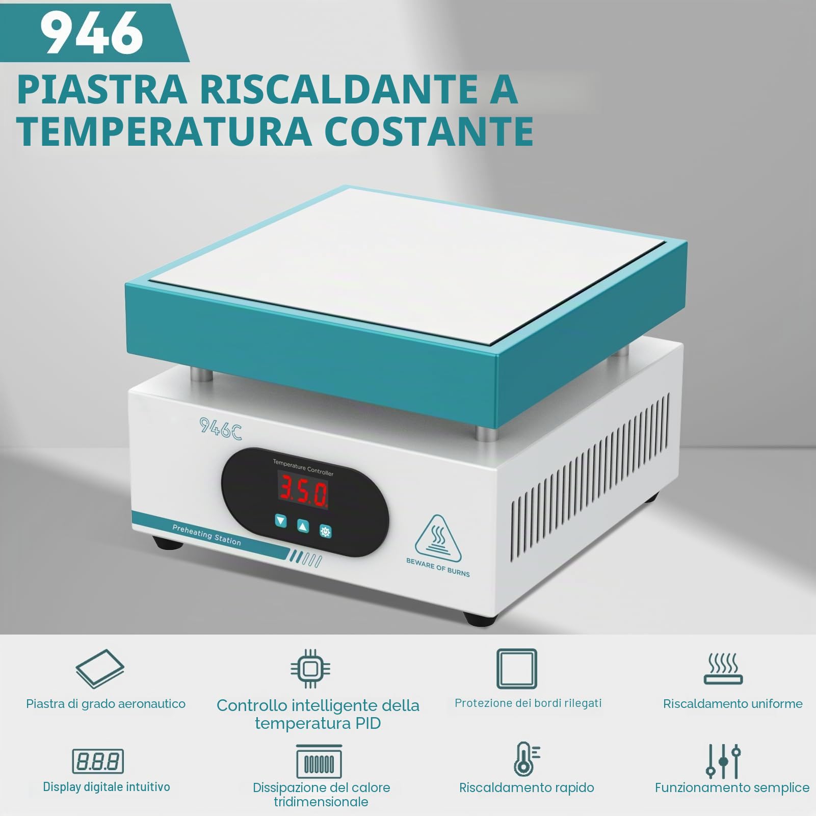 Stazione di Riscaldamento PCB, LED Stazione di Saldatura Piastra calda da 600W 220V Microcomputer Piastra Riscaldante Smartphone Stazione di Preriscaldamento di Rilavorazione per PCB SMD e Lab