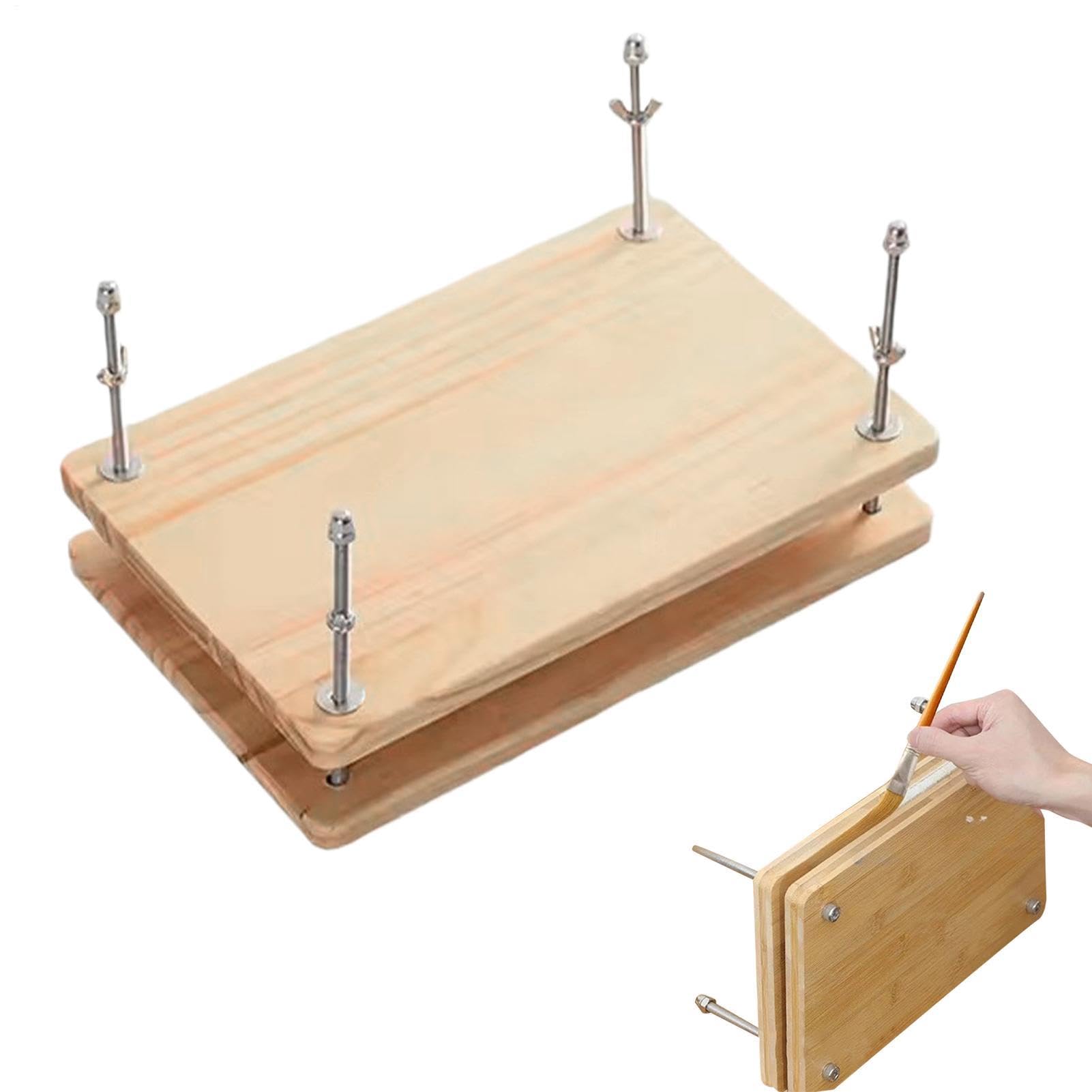 Prensa de libros de madera, sujeción de alta presión, compactador de hojas de madera de 29,5 x 19,5 x 3 cm, estación de encuadernación de mano tradicional, nivelador de superficies de grano natural