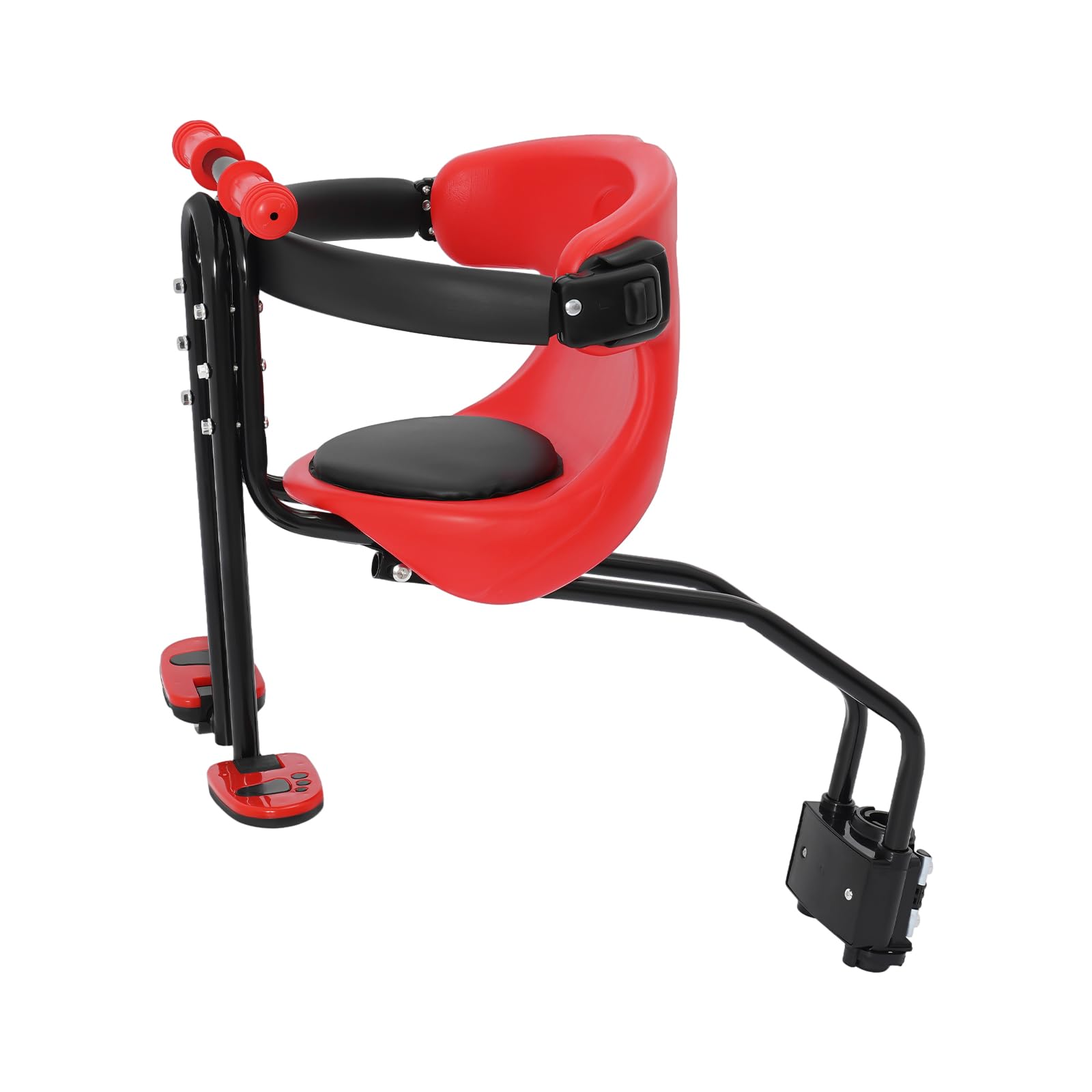 Asiento infantil para bicicleta de montaña, asiento delantero para niños, con asas antideslizantes/reposapiés, carga máxima de 50 kg, adecuado para la mayoría de bicicletas de montaña, fácil montaje
