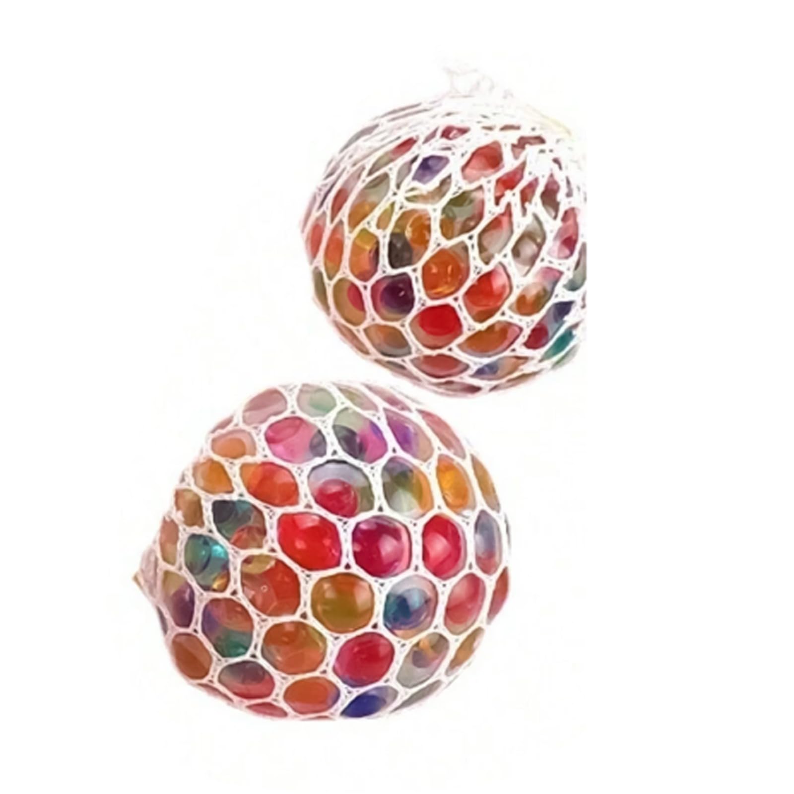SDMAX 3 x 6.5cm Squishy Mesh Net Ball With Colour Beads Relief Stress Ball Squishy Squeeze Toys For Kids, Reduce Stress, Improve Concentration, Stress Balls With Net