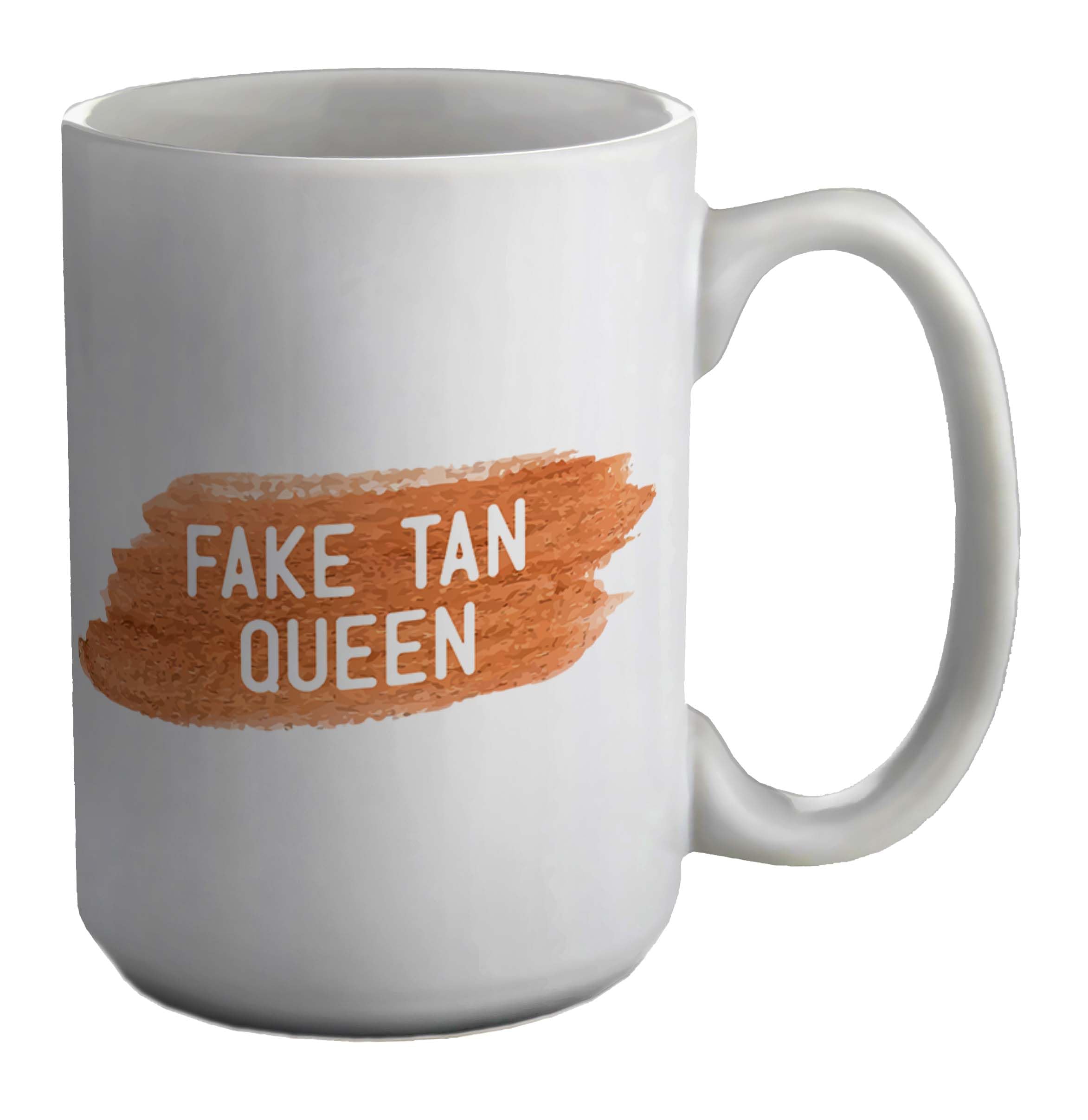 Shopagift Fake Tan Queen Mug Funny Spray Tanning White 15oz Large Gift Ceramic Cup