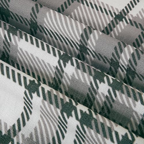 Image of TWOPAGES Pinch Pleat Plaid Print Cafe Curtains, Mist, 42W x 36L