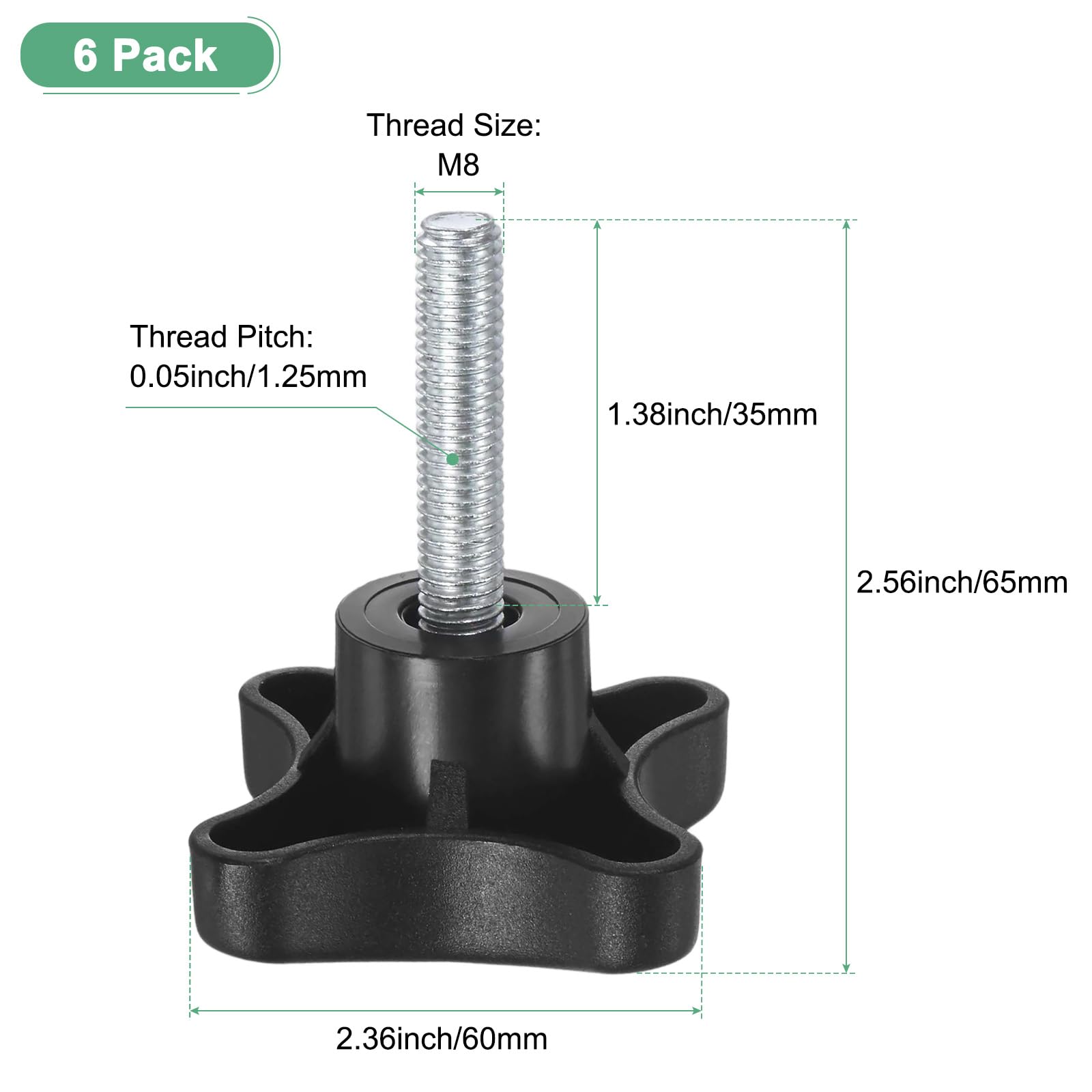 M METERXITY 6-Pack Star Clamping Knobs - Image 3