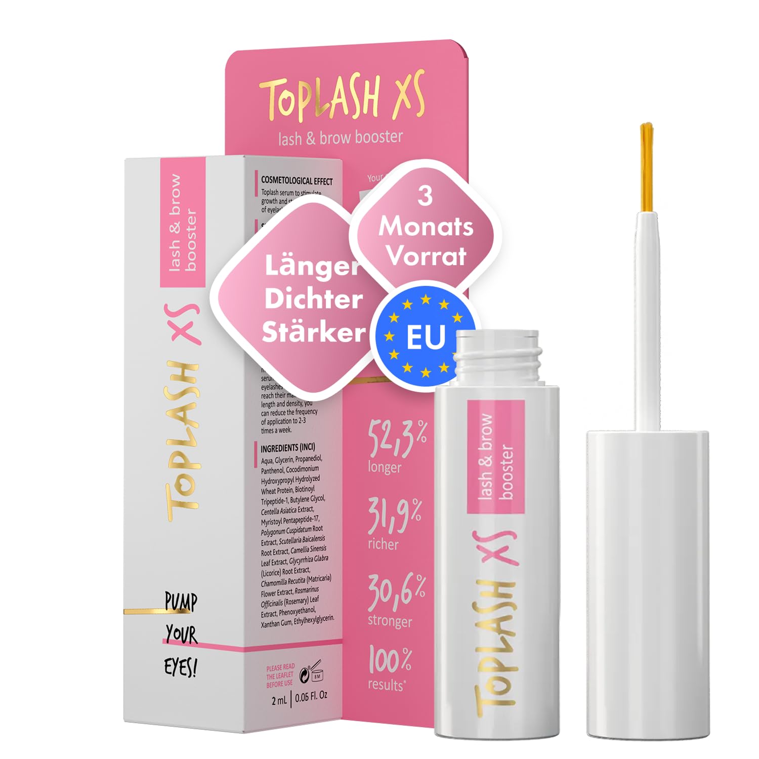 Wimpernwachstumsserum - Wimpern und Augenbrauenwachstumsserum für längere dickere vollere Wimpern - Natürliches Wimpernserum für Wachstum, Dicke 2 ml