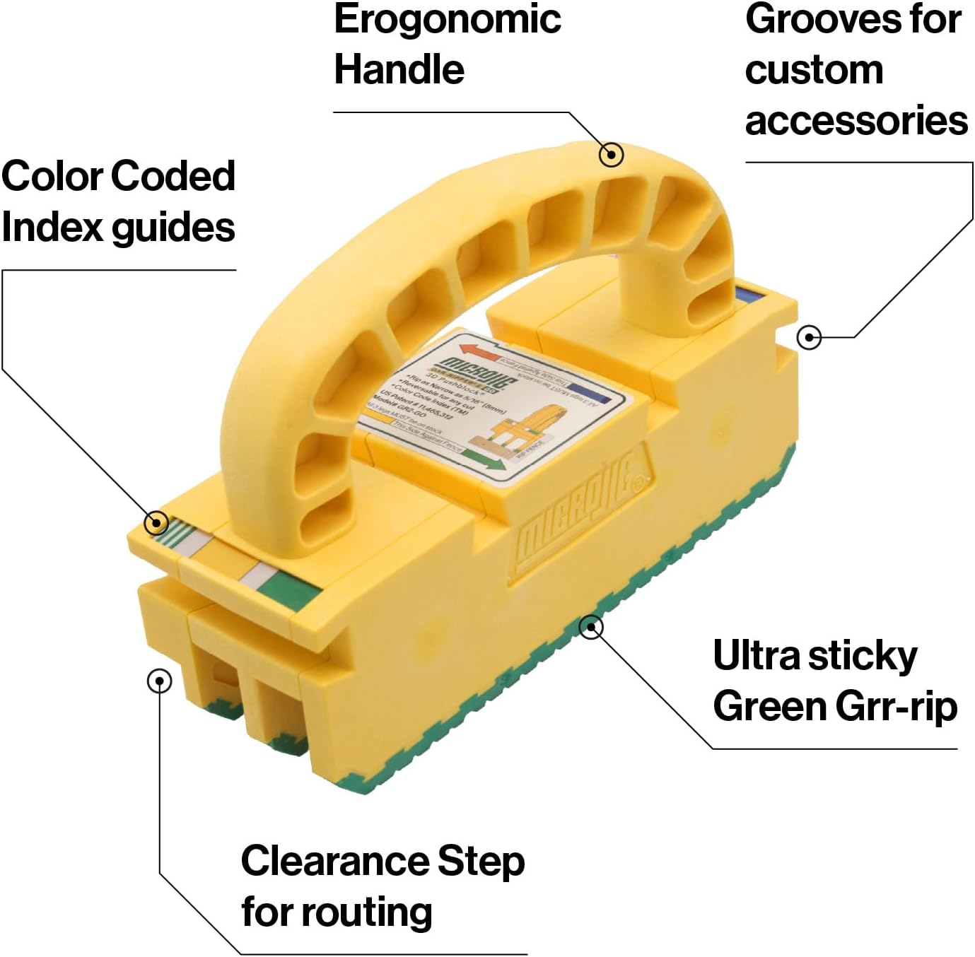 MICROJIG GRR-RIPPER+ & GRR-RIPPER 2GO Pushblock Bundle - Precision Pushblocks for Table Saw, Router, Jointer, Bandsaw, & More - Max Safety, Kickback Prevention & Control
