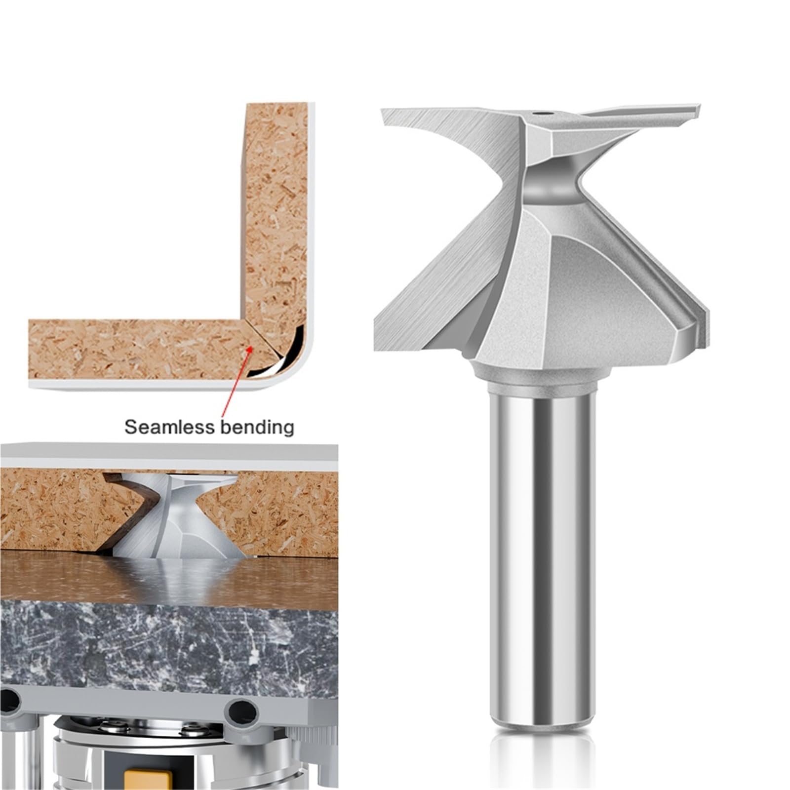 Fresa per incastri maschio-femmina, Punta for fresa 6mm 12mm 1/2" 1/4" Gambo Curvatura ad arco Lega di tungsteno cobalto(12xr50 Seam)