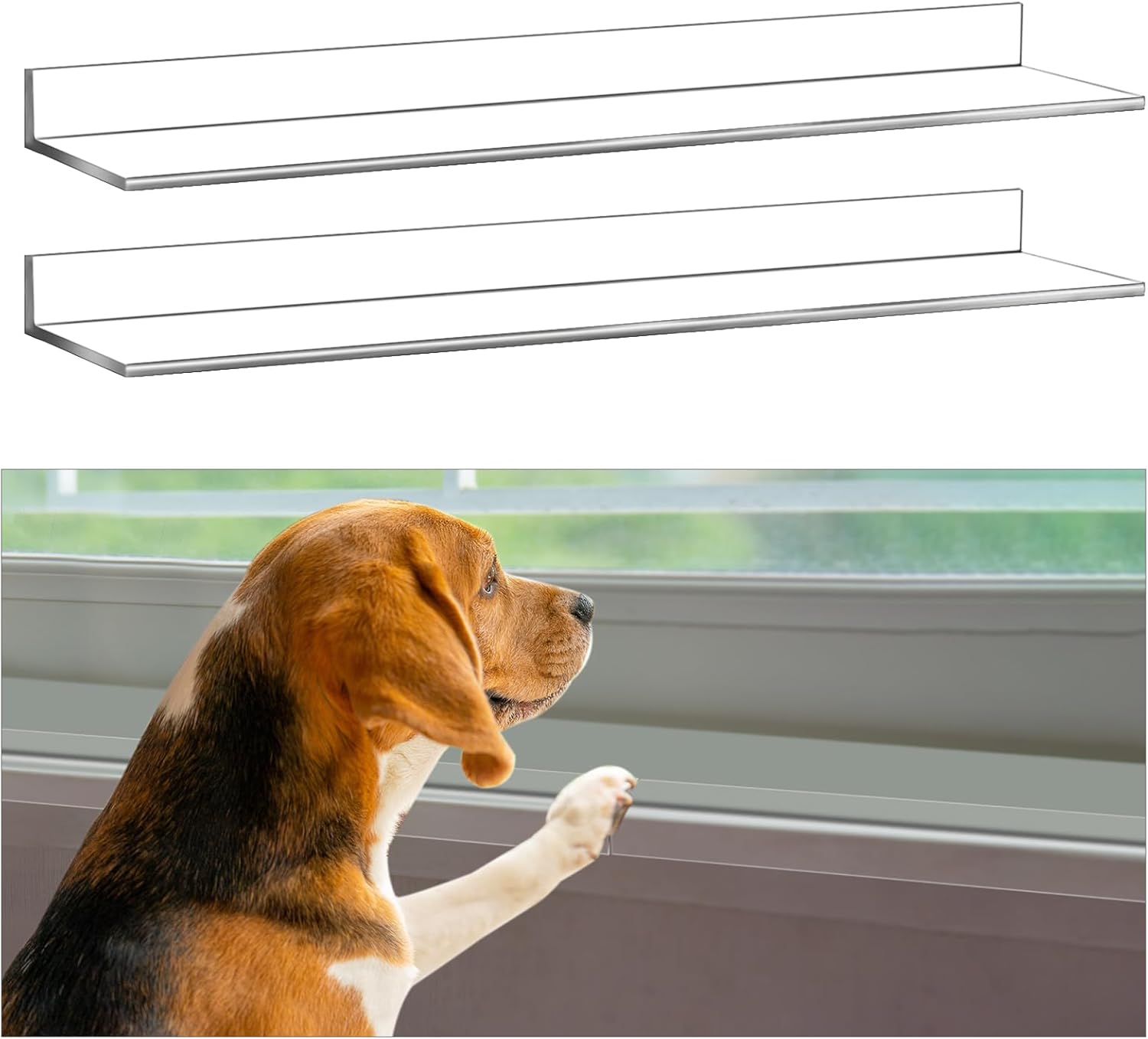 Wenqik 1 Set 2 Pcs Clear Pet Window Sill Protector from Dog