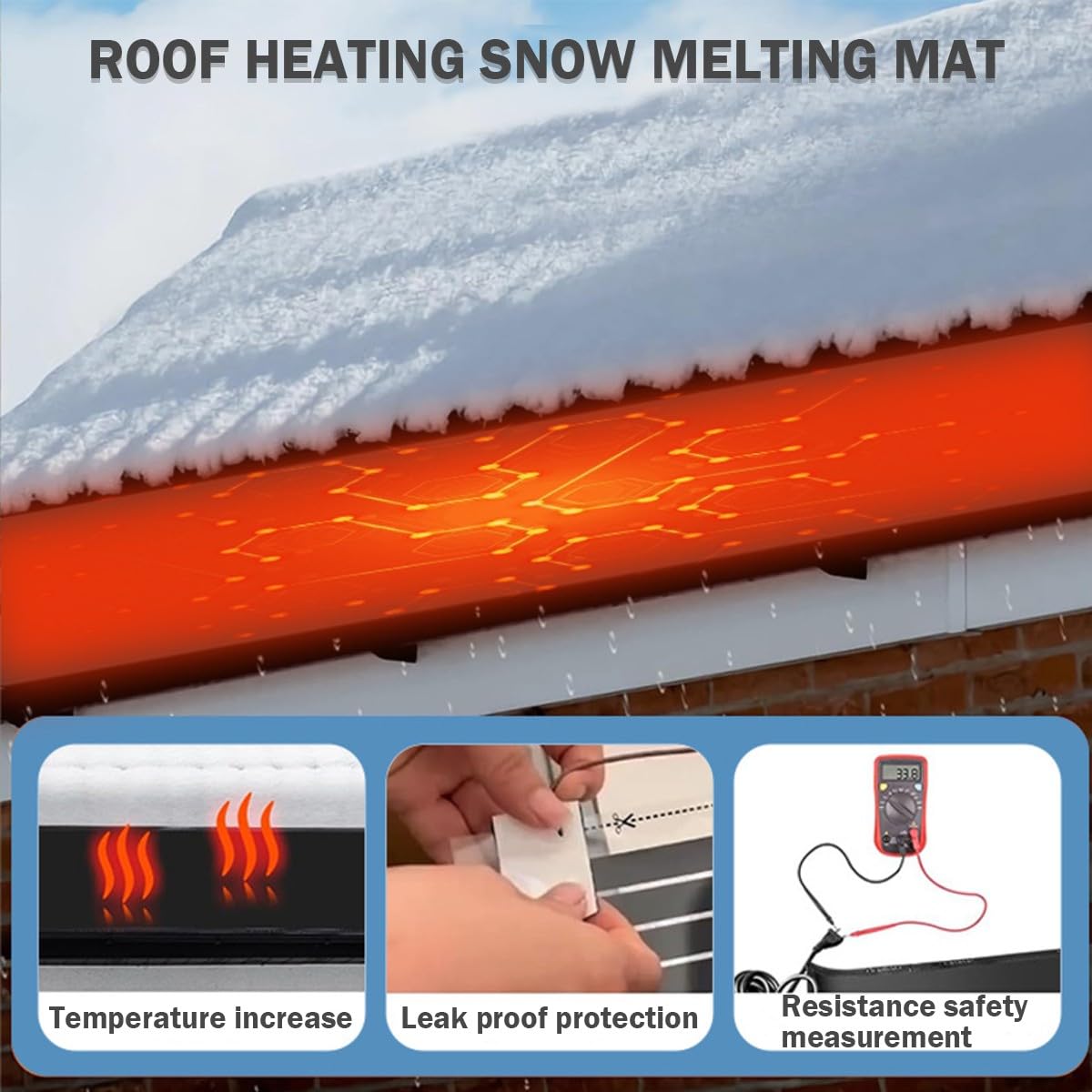 Tapis chauffant d'extérieur pour faire fondre la neige, antidérapant, durable pour un déneigement efficace et une résistance aux basses températures