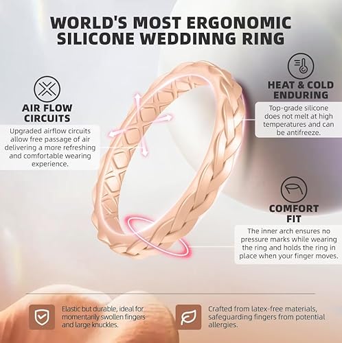 Egnaro Silicone Ring Women, Stackable Braided Rings For Women thumb #1