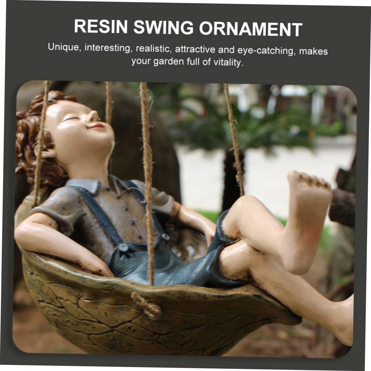 Hand-Painted Resin Boy Swing Pendant Walnut Swing Decor for Outdoor Garden Unique Elf Hanging Ornament for Boys and Girls Room