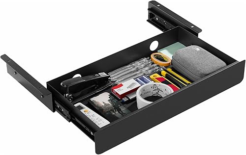 KHAMAL Cajón para debajo del escritorio, grande, cajón para debajo de la mesa, 17.32 x 9.25 pulgadas, organizador de almacenamiento extraíble con