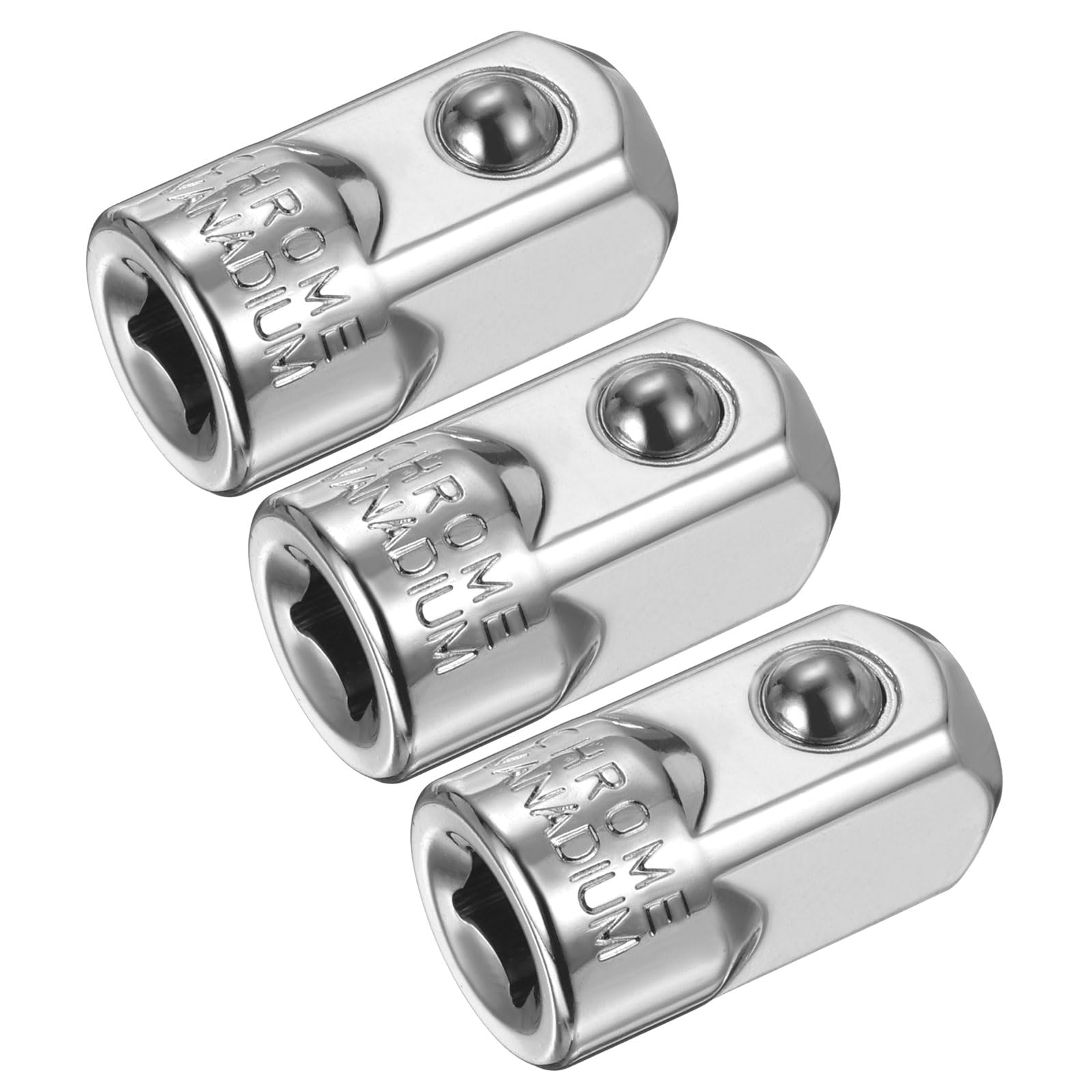sourcing map 3pcs Impact Socket Adapter 1/4" Female to 1/2" Male Square Drive Increaser Standard SAE Converter Impact Driver Ratchet Wrench Breaker Bar Conversion, Silver
