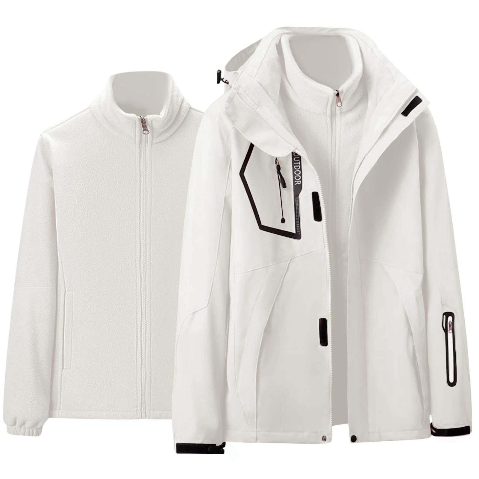 Generisch Regenjacke DüNn Zweiteilige Schnee-Outdoorjacke für Damen winddichter Wintermantel mit abnehmbarer