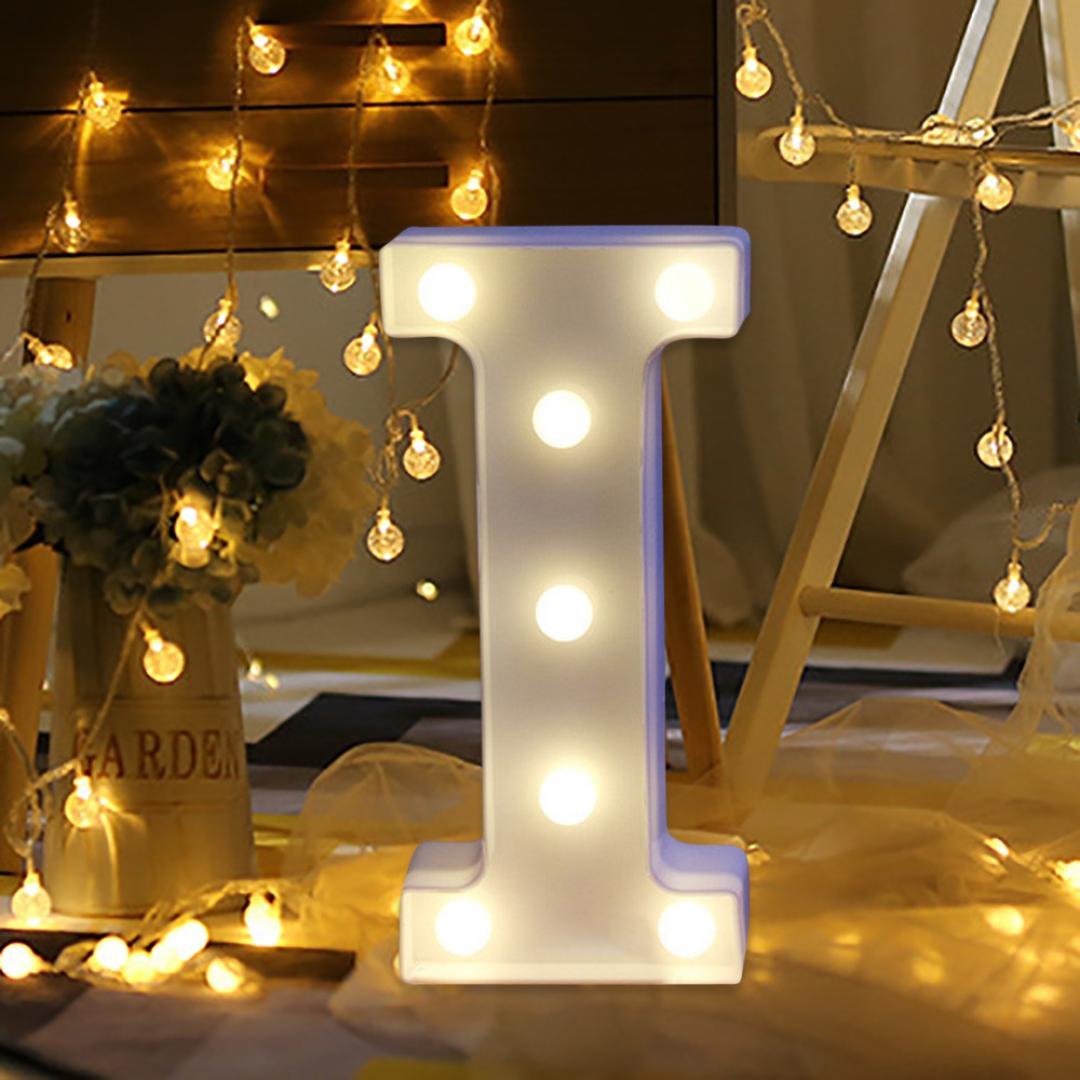 Transer Alphabet LED Letter Lights, LED Marquee Warm White Light Up Letters Sign for Wedding Birthday Home Party Bar Decoration Night Light Lamp (I)