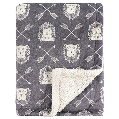 Image of Hudson Baby Unisex Baby Plush Mink and Sherpa Blanket, Hedgehog, One Size