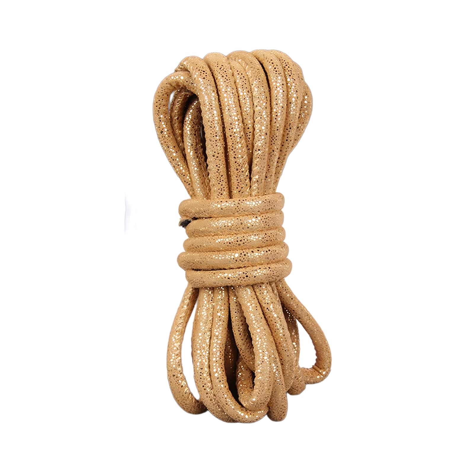 6mmx1m Glitter Round Leather Cord Faux Leather String for DIY Crafts Making, Gold