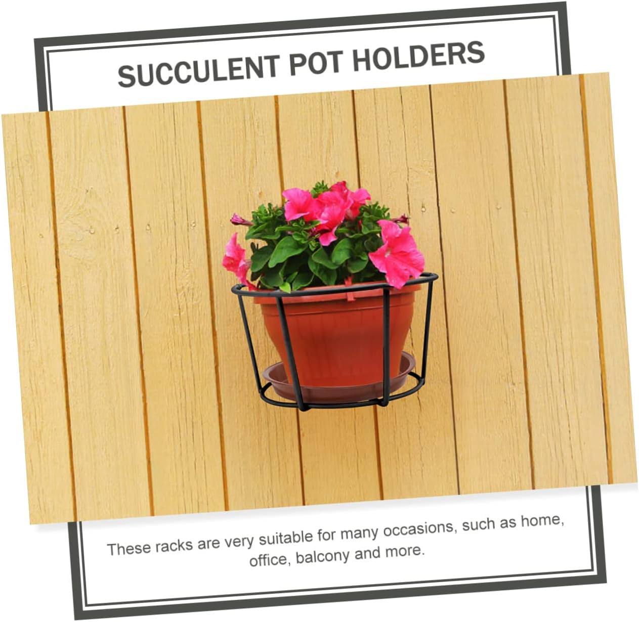 Mikikit 3sets Hanging Flowerpot Racks for Balconies Plant Holders Tray Lightweight and Portable for