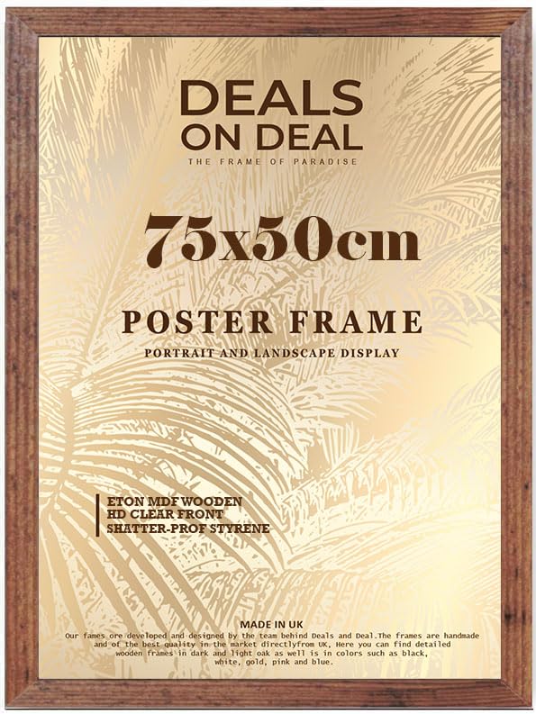 DEALS ON DEAL Modern Flat Profile Rustic 75x50 cm Handcrafted Shatter-Proof Perspex Eton Wooden for Gallery Jigsaw Puzzle Poster Frames Vertical & Horizontal