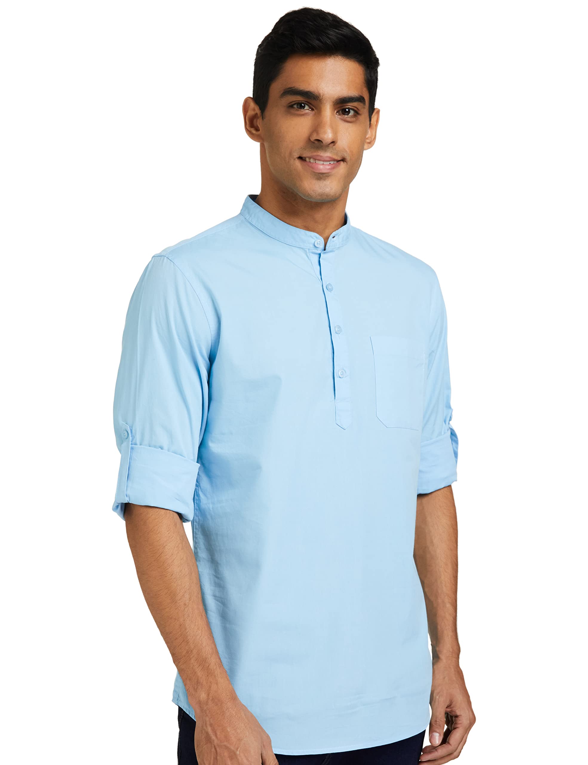 amazon brand - symbol Men's 100% Cotton Regular Fit Casual Shirt (Kurta Placket Style) (Available in Combo Packs)-picture-25