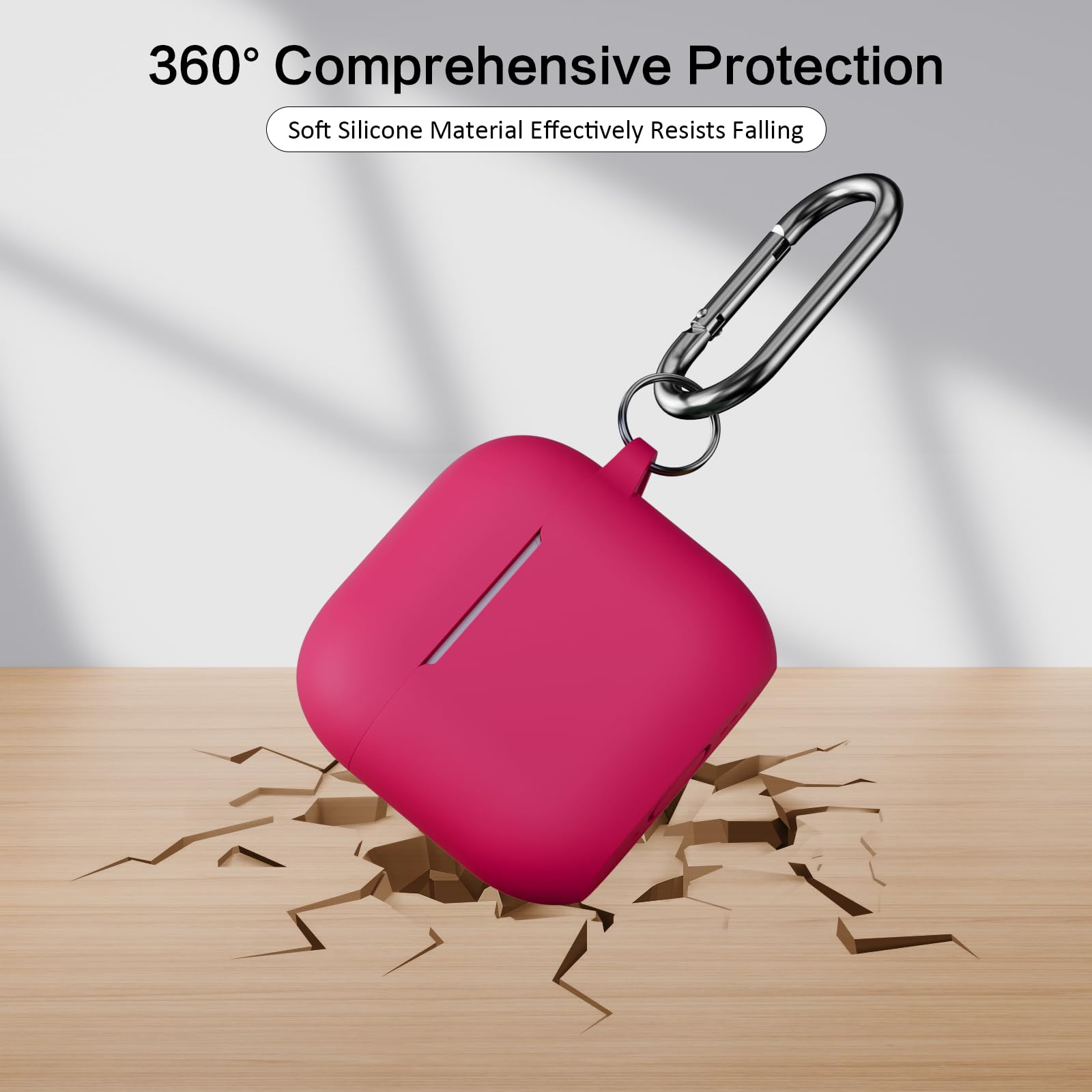 Compatibile con AirPods 4 Custodia Case Cover, Case Protettiva Antiurto Antiscivolo in Silicone per AirPods 4a Generazione (2024) (USB-C) Custodia con Moschettone, Rose Pink