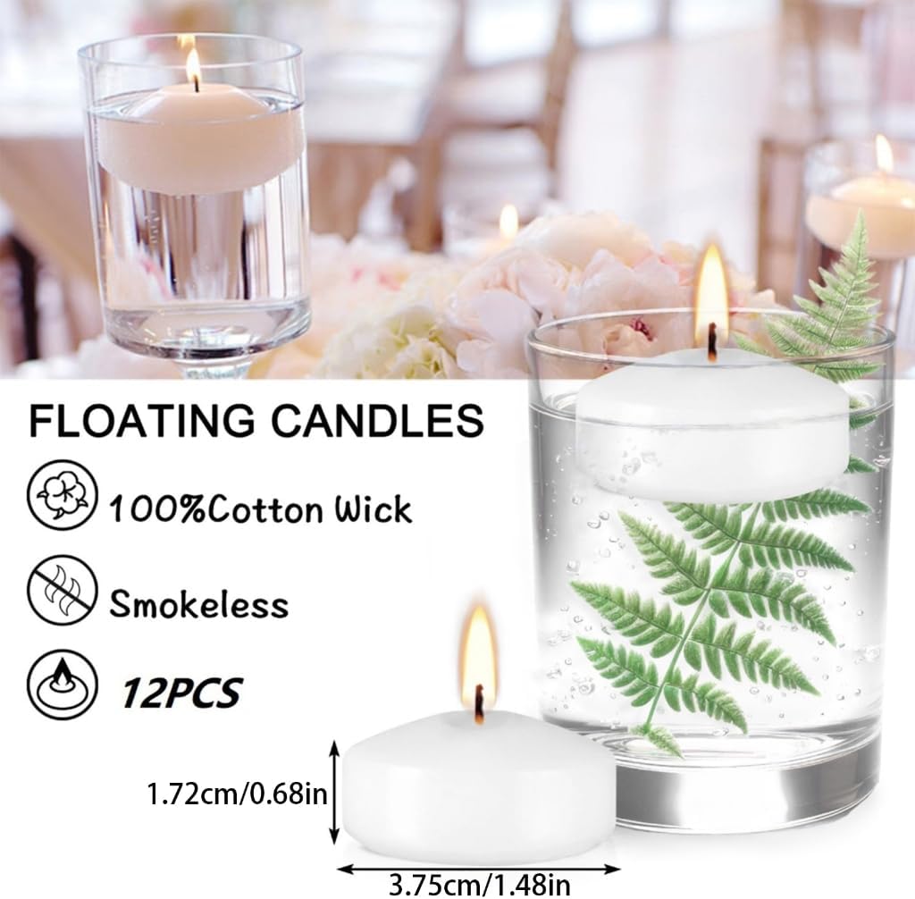 30Pack Decorative Floating Candle,Unscented Burning Candle for Cylinder Vases,Weddings,Party and Holiday Decorations