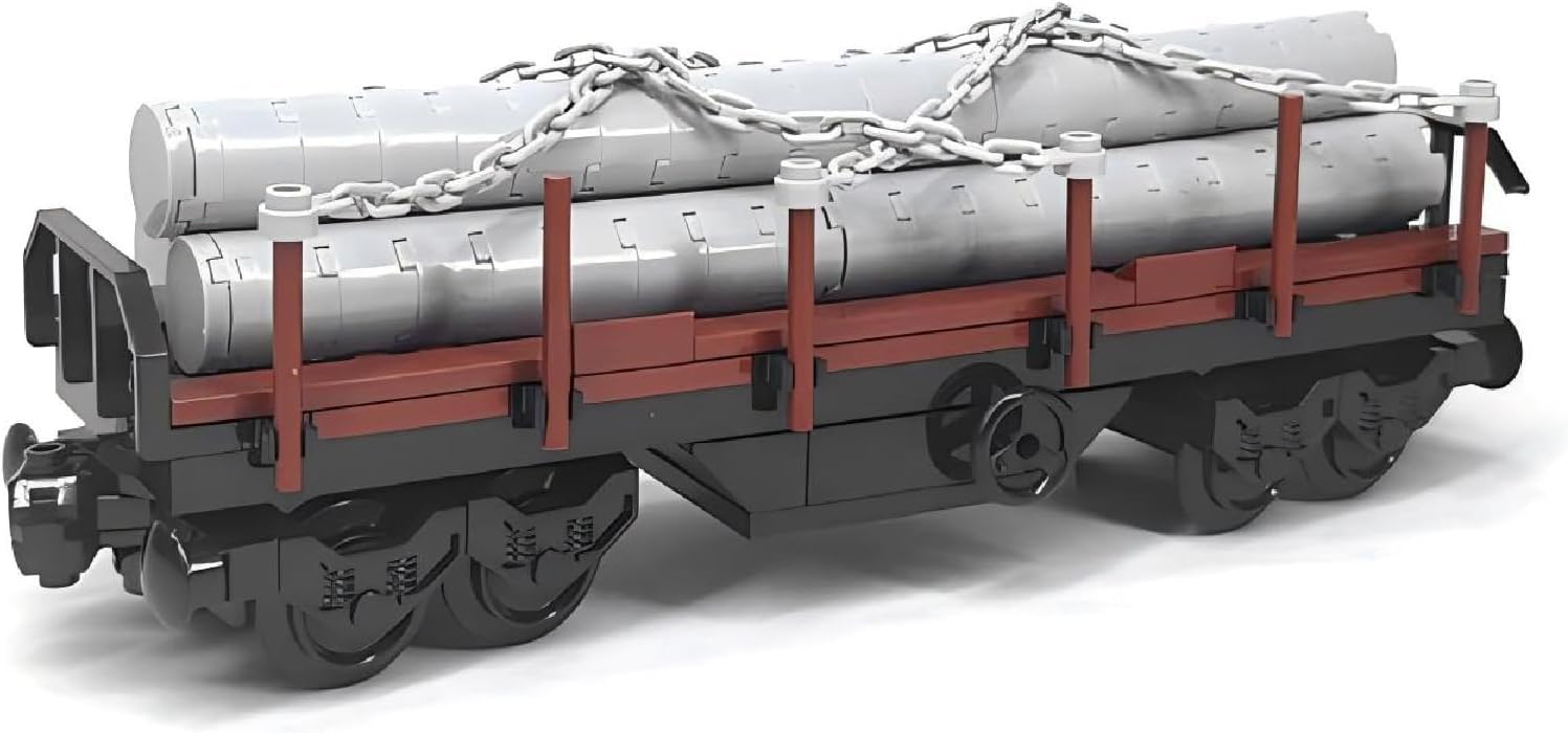 City Freight Train Car Carriage Building Blocks Set, Cargo Train Carts Building Kit, Heavy Timber Railroad Carriage Car Modular Building Blocks, DIY Toys Gift for Adults Teens