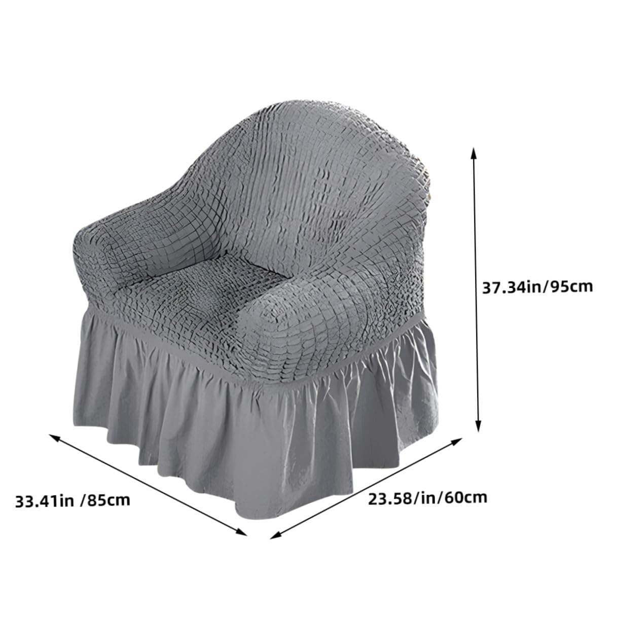 Copripoltrona Relax Elasticizzato con Gonnellino Grigio Protettivo Fodera Seduta Recliner Morbida e Facile da Installare per Casa e Ufficio