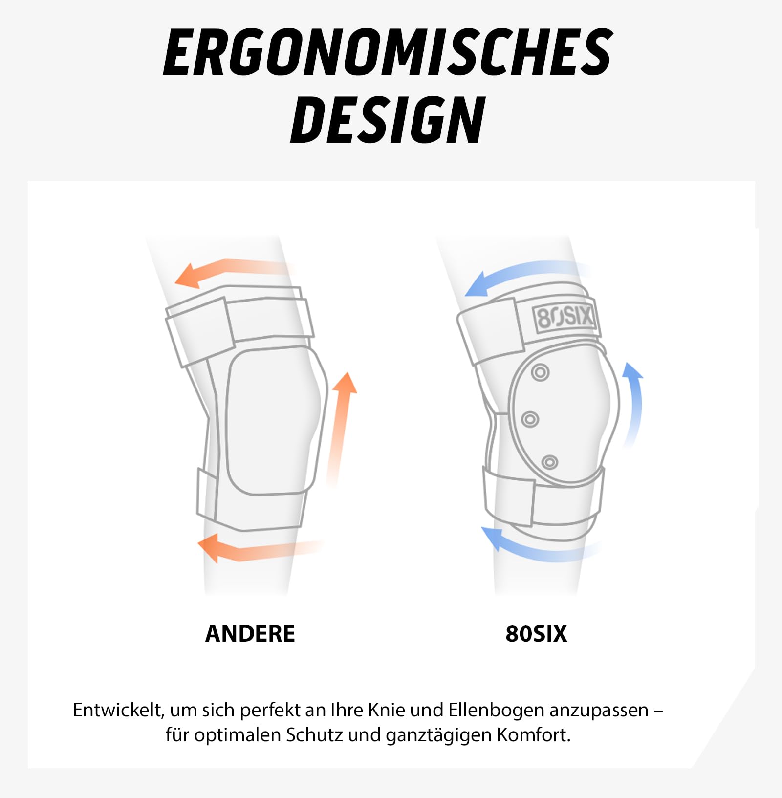80SIX Schoner Inliner Kinder & Erwachsene – [6er] Protektoren Set Knieschoner, Ellenbogenschoner & Handgelenkschoner Schutzausrüstung für Skateboard, Scooter, Rollschuhe, Inliner & Longboard